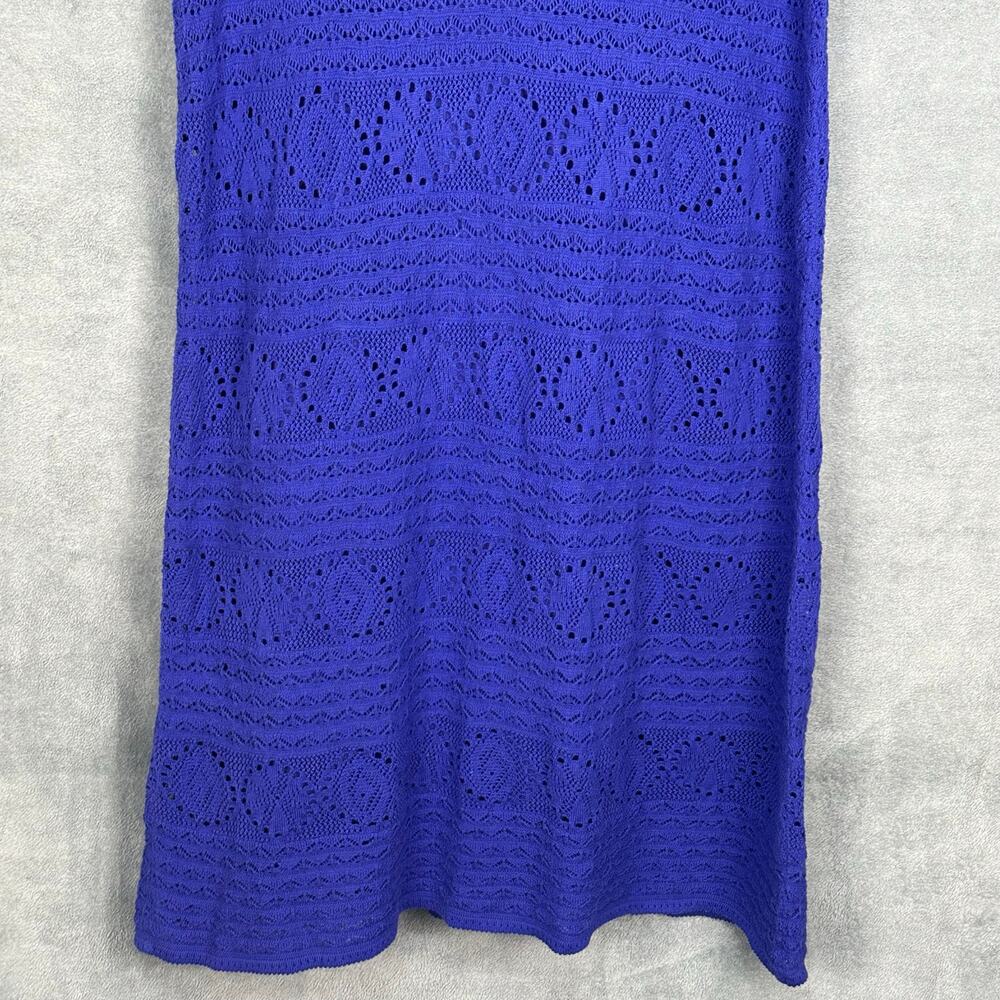 Lilly Pulitzer Dress Womens Large Blue Paulette Crochet Lined Short Sleeve Beach - Picture 3 of 12